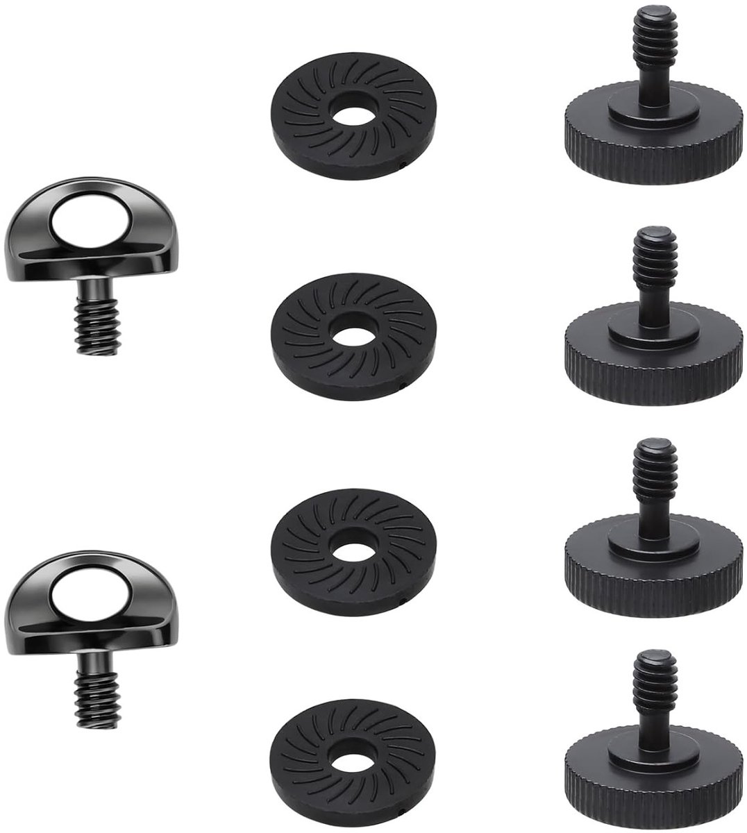 6-delige 1/4 inch schroefset voor camera's met statiefschroeven, duimschroeven en rubberen pads voor snelle montage en camera-accessoires
