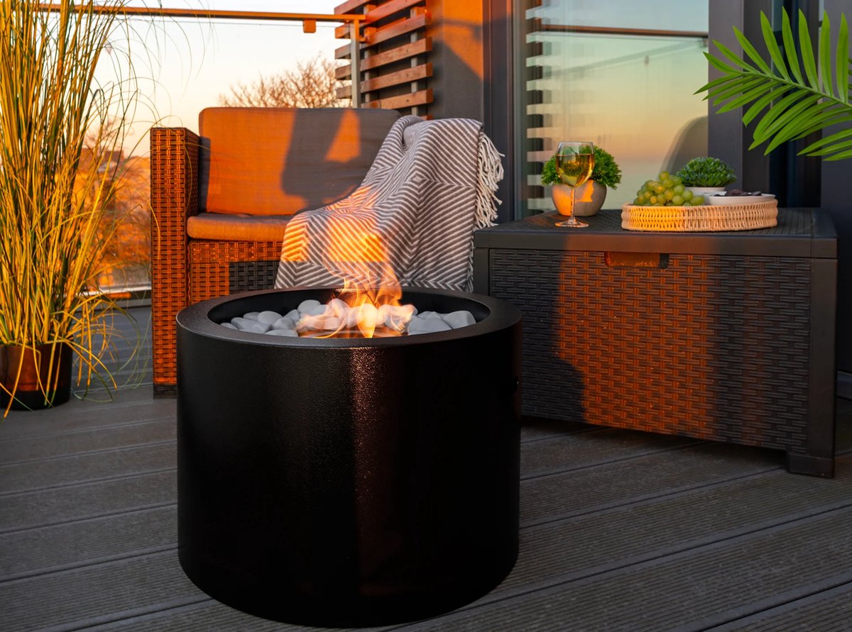 Bio-ethanol haard vrijstaand Moon zwart - moderne design haard voor binnen en buiten