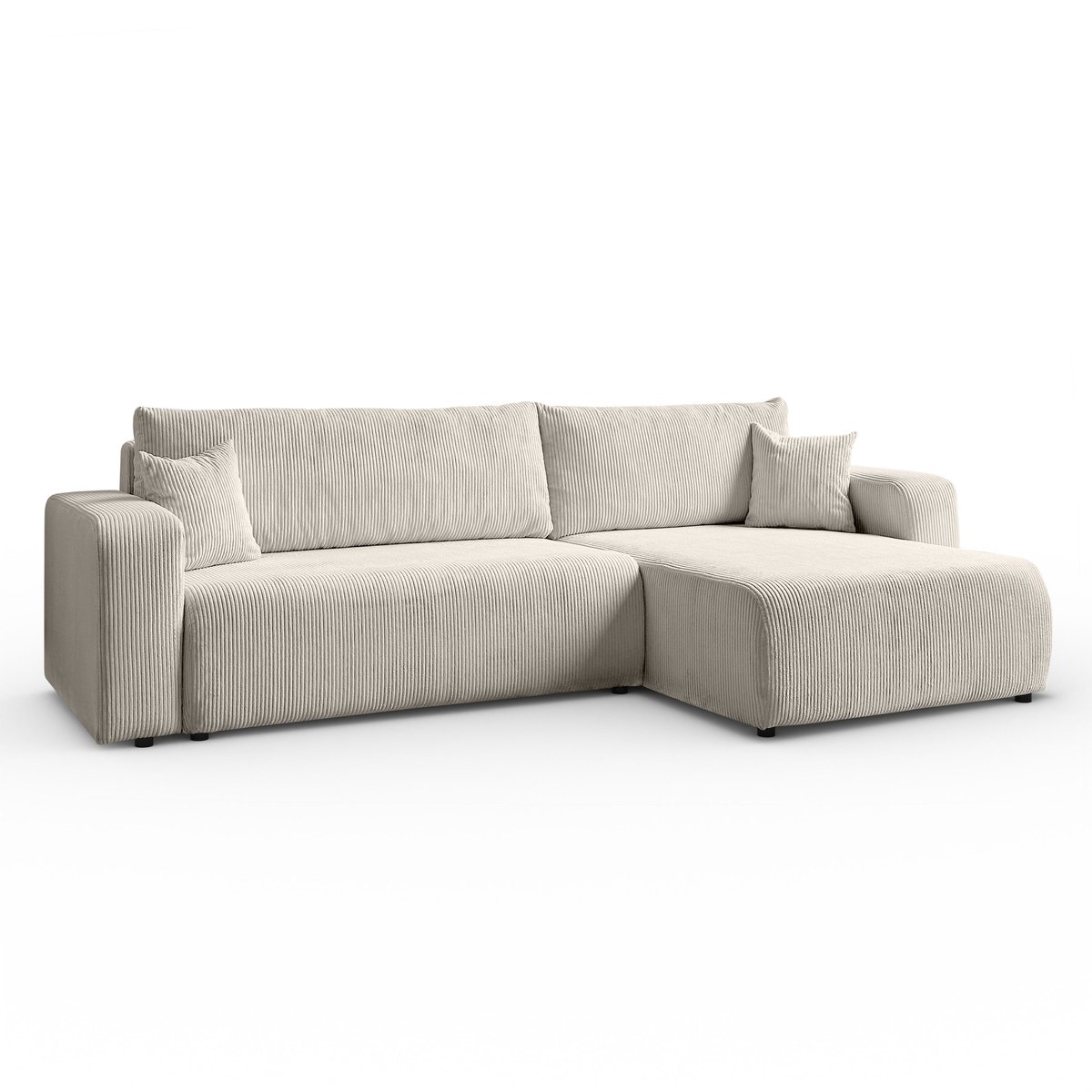 Hoekbank Sofia L-vormige, 277 x 143 cm met Slaapfunctie en Opbergbak, Bank, Corduroy, Slaapbank, Universele Bank, Beige