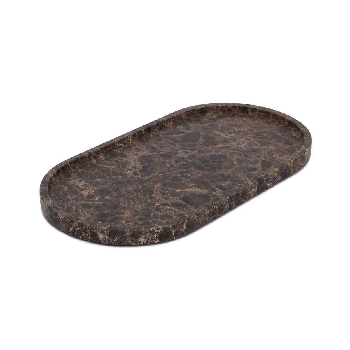MOOISA - Bruin tray ovaal matte - dienblad 15x30cm - MOOISA - plateau - rond marmer dienblad - vierkant marmer dienblad - decoratie schaal - tapasplank - serveerplank