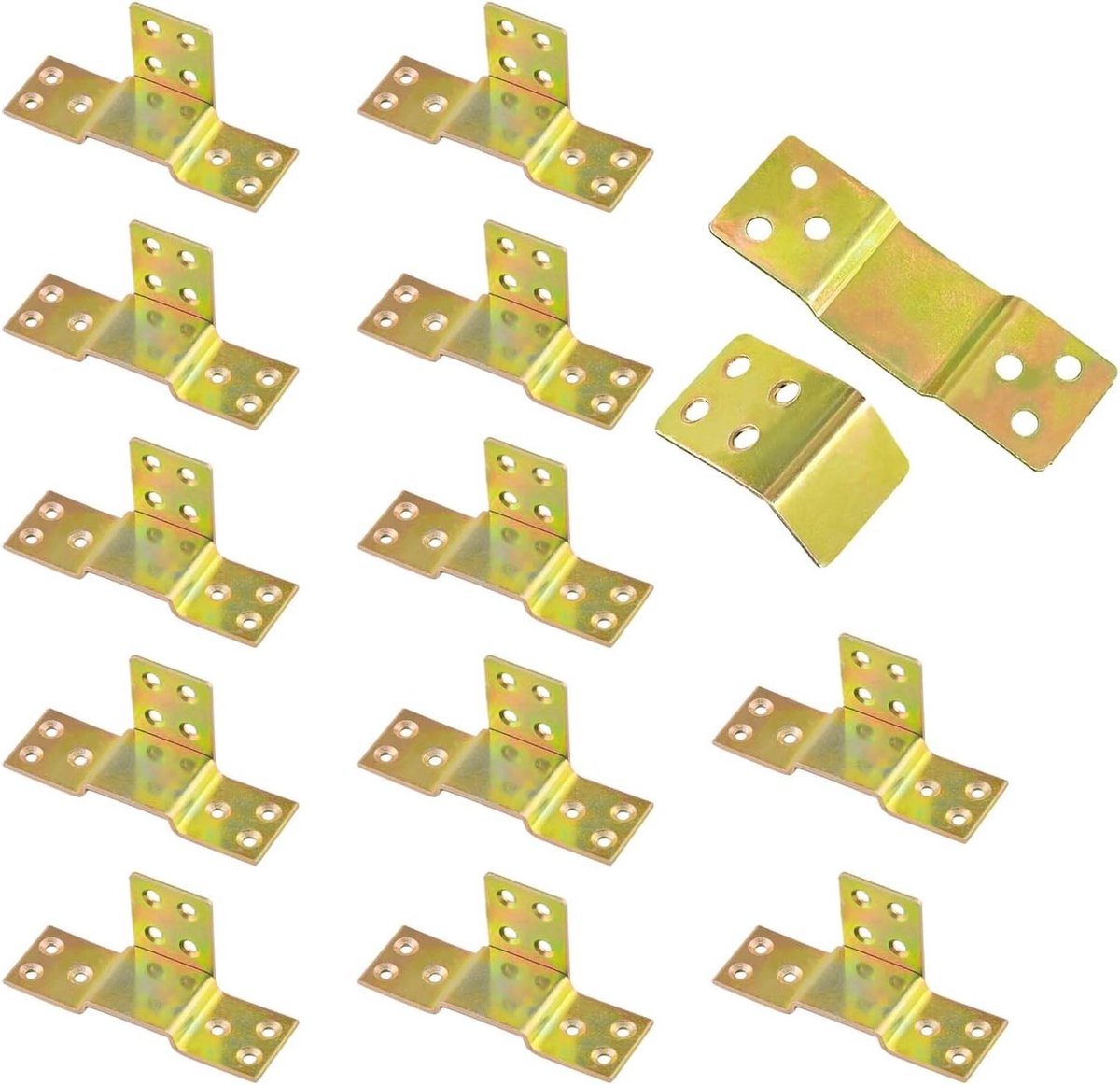 Bedrails en Hoekverbindingen voor Bedframes, Metalen Set met 90 mm x 30 mm, Inclusief Center Support en Bedverbindingen, Geschikt voor Hangende Bedrails, 12 Stuks met 5 mm Gatdiameter
