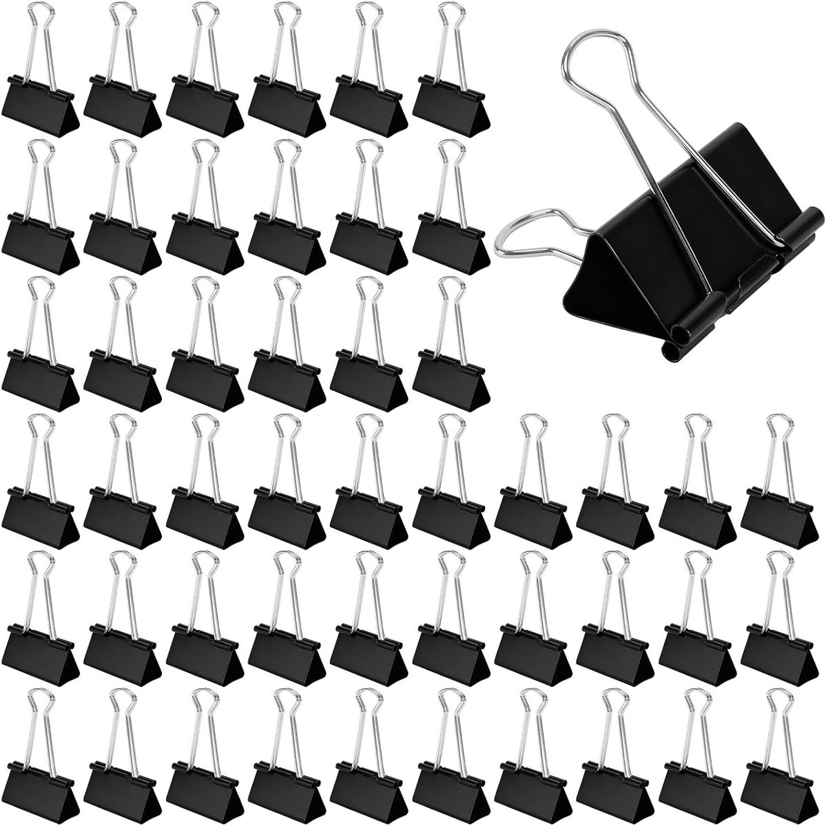 48 Stuks Zwarte Bindmiddelclips 51 mm - Metalen Vouwbare Clips voor Documenten, Notities en Schoolbenodigdheden