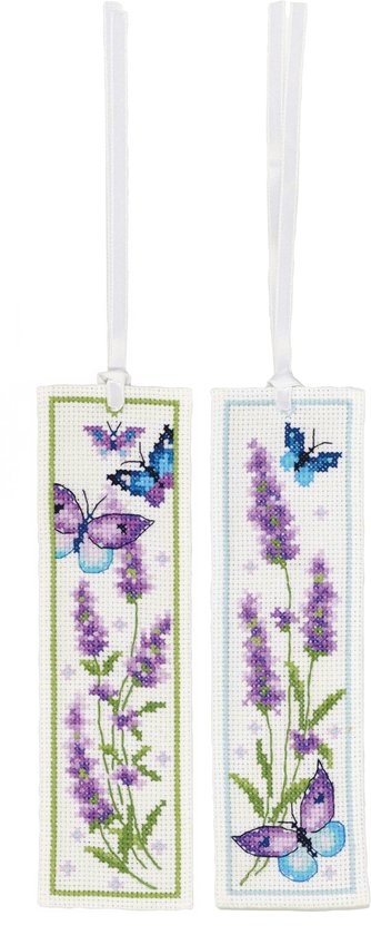 Vervaco - Bladwijzer kit Lavendel met vlinders set van 2 - PN-0216098 - Borduren - Borduurpakket - Borduurpakket volwassenen - Borduurpakket kind