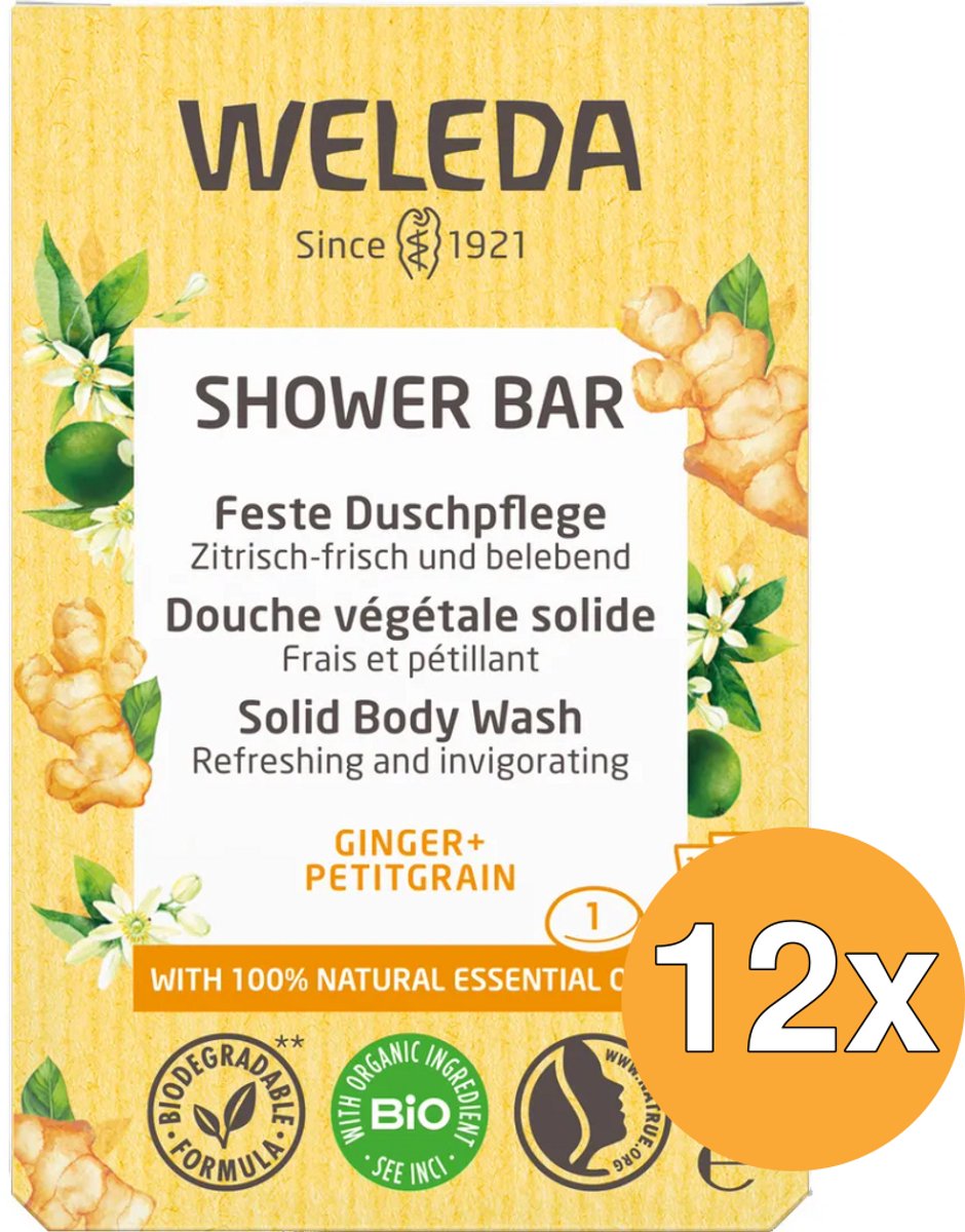 12x WELEDA Shower bar ginger + pititgrain (75 gr)