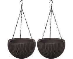 Keter Sphere - Set van 2 stuks Hangende bloempot - Hangpot - Bruin