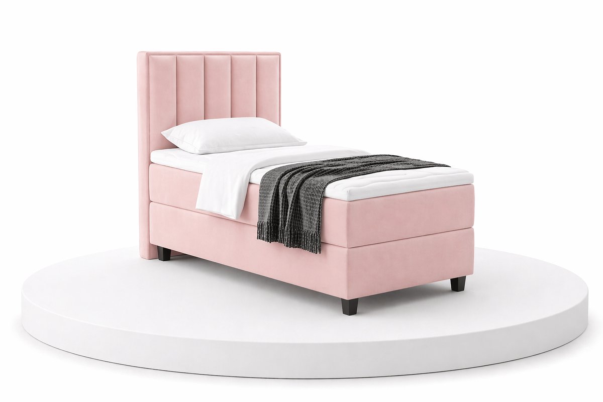 BalBedden Boxspring SoloLux - 70x200 Compleet - Eenpersoons bed - Roze - BalBedden