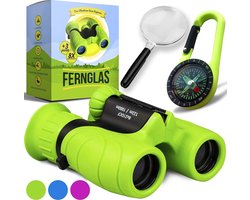 Verrekijker voor kinderen van 4-8 jaar, 8x21 vergroting, set met vergrootglas en kompas, ideaal cadeau voor de start van het schooljaar.