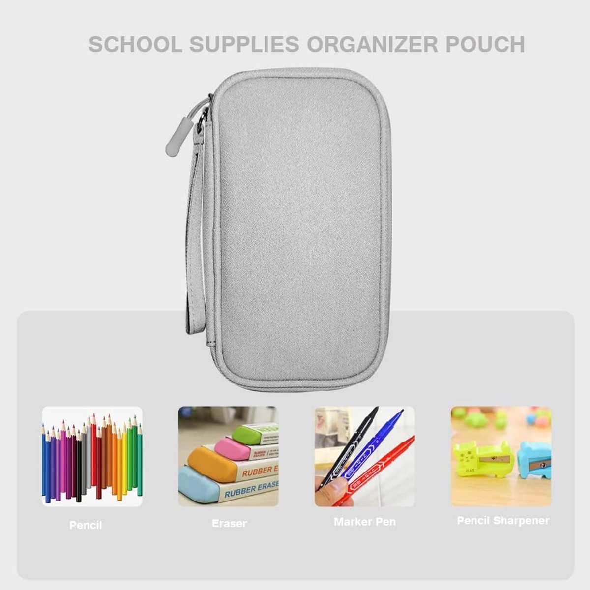 Organizer voor datakabels - Oplader organizer - Organizer voor elektronica - Multifunctionele organizer - Draagbare organizer - 21x12,5x6 cm - Verdikte stof - Vakjesindeling - Geschikt voor oordopjes, powerbank, USB-harde schijf, SD-kaart - Grijs – foto 6