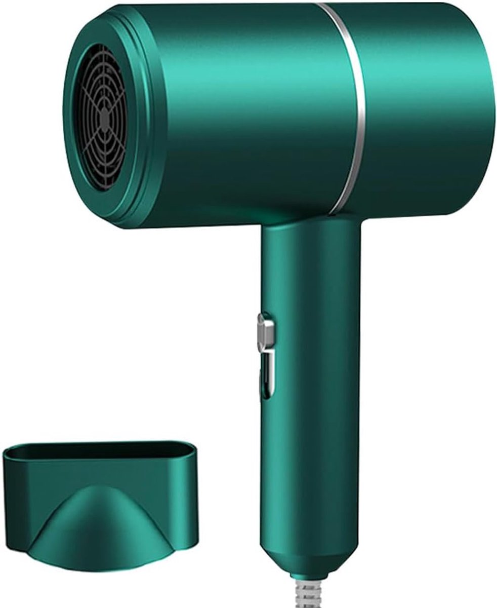 Reisföhn, föhn, sneldrogende ionenföhn met warm- en koudwaterknop, kleine föhn met 1 concentratoropzetstuk, sneldrogende föhn voor thuis, op reis en in de salon (groen).