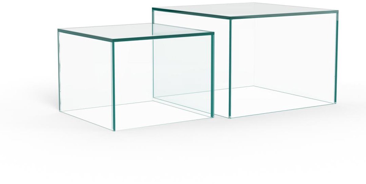 Giga Living Salontafel Livo Glas Transparant Set van 2 50cm - Giga Living