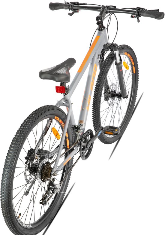 Hiland Bedrock Mountainbike - 27.5 Inch - 24 Versnellingen - Shimano - Hydraulische Schijfremmen - Aluminium Frame - Zilver/Oranje van Hiland — afbeelding 3
