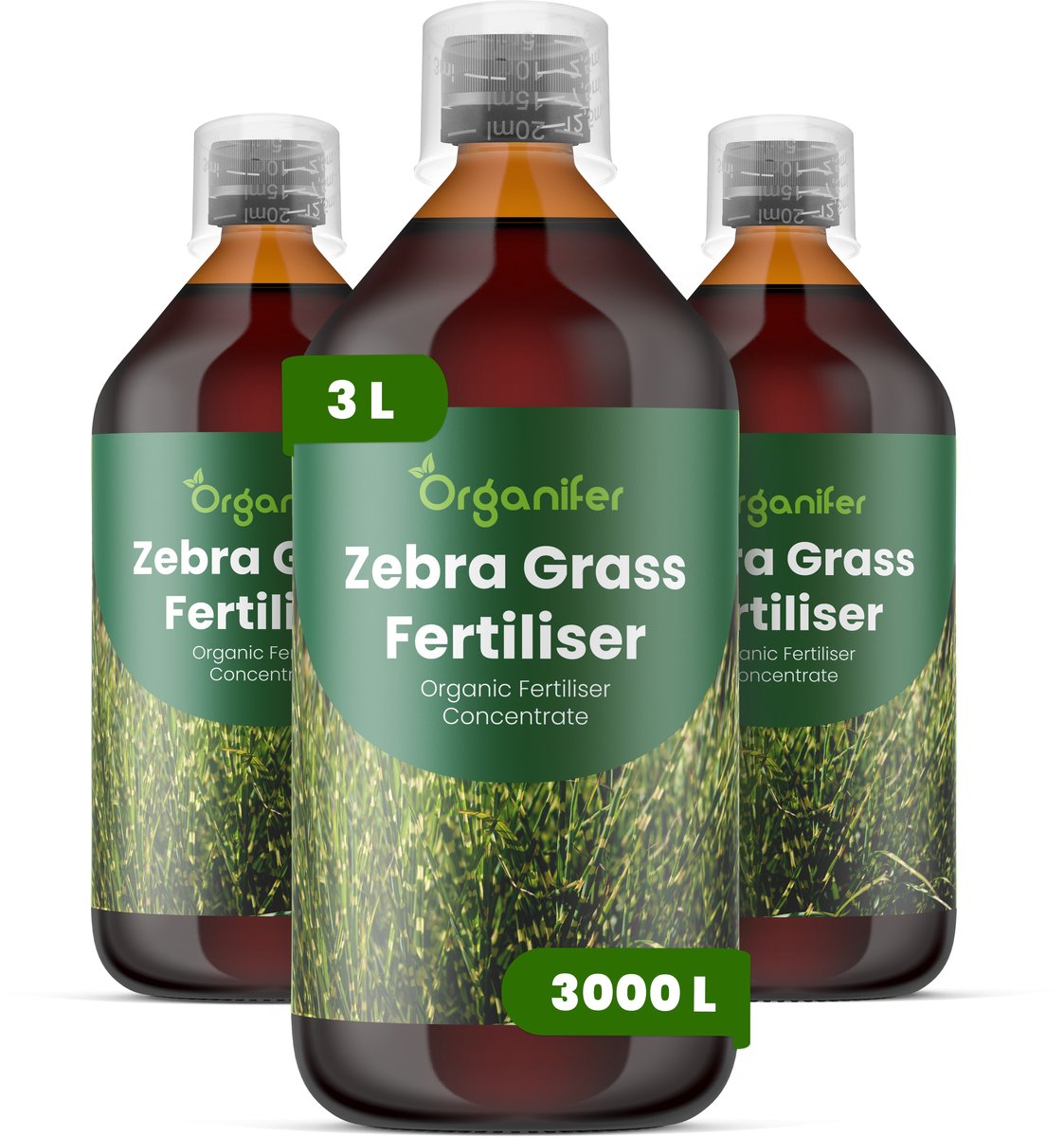 Vloeibare Meststof Voor Zebra Grass - 3X1 L Voor 3000 L - Npk 2-1-8 - Ondersteunt Sterke - Rechtopstaande Stengels - Versterkt Wortelstelsels Voor Langdurige Stabiliteit - Geschikt Voor Aanplant In Tuin - Landschap En Siergrasbeplanting - Organifer