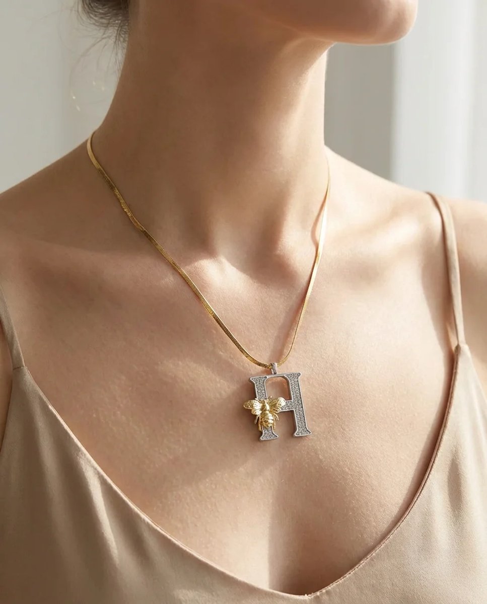 Dorvina 316L Roestvrij Staal Gekleurde Zirkonia Letter H Ketting Goudkleurig Dames Hypoallergeen Ketting