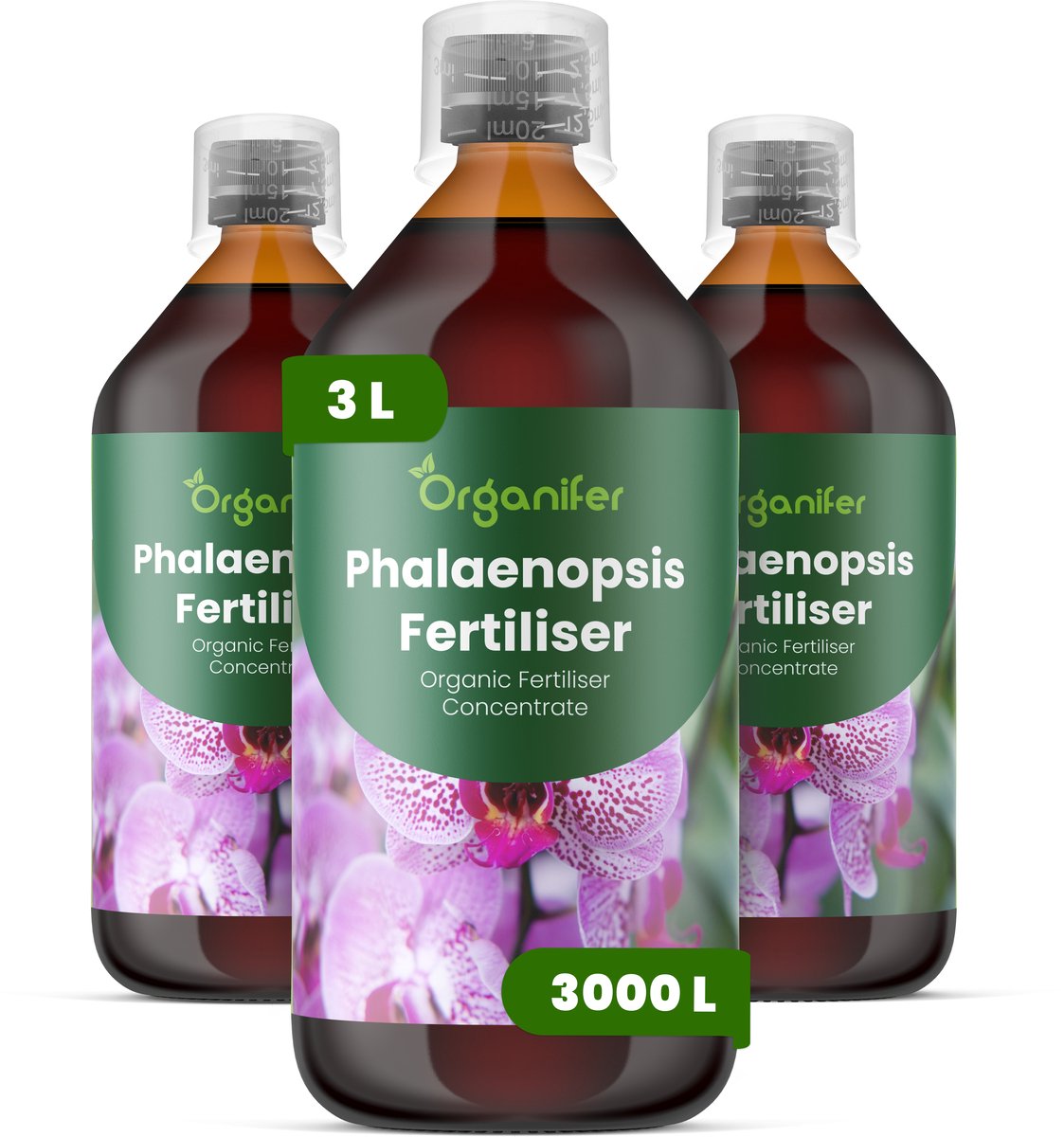 Vloeibare Meststof Voor Phalaenopsis 3X1 L Voor 3000 L - Npk 3-4-3 - Ondersteunt Langdurige Bloeicycli En Herhaalde Bloei - Versterkt Bloemstelen En Verbetert Het Behoud Van Knoppen - Verbetert De Algehele Plantvitaliteit - Organifer