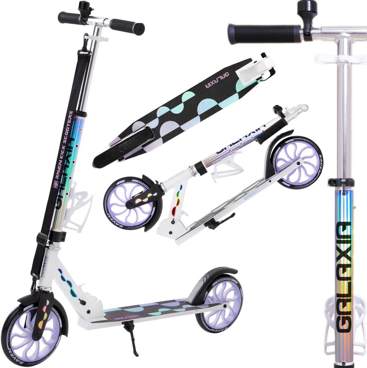 RAVEN Galaxia Holo 200mm met bel, bidonhouder en led-wielen