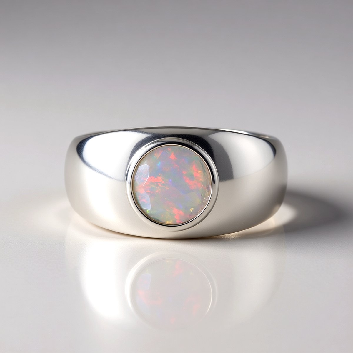 Cavill - Welo-opaal ring 0,77 karaat - 925 sterling zilver - Bezel zetting - Ovale Ethiopische opaal - Moderne damesring zilver