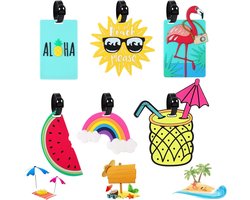 Premium PU Leren Bagagelabels - Kleurige ID Labels voor Zakenreizen, Vliegtuigreizen en Huwelijksgeschenken - Set van 6 Duurzame Hangers