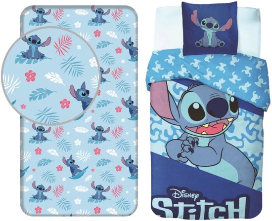 Parure de lit Lilo & Stitch - Housse de couette - Drap-housse - Taie d'oreiller