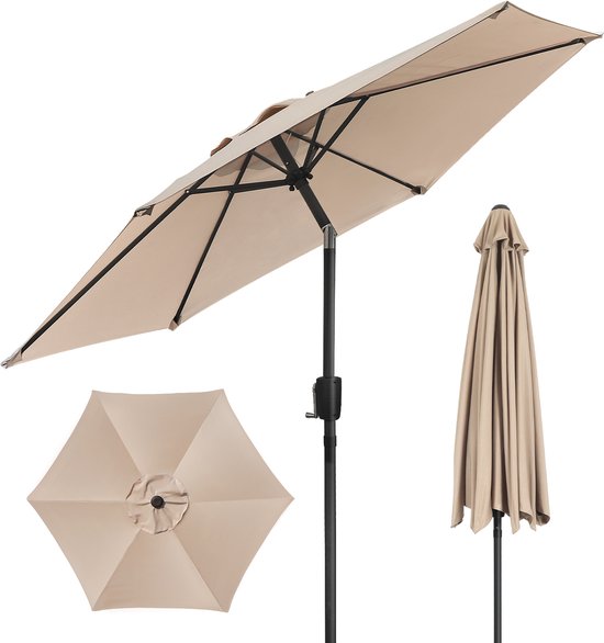 Puluomis - Parasol - Ø225 cm - Garden Stokparasol - 30° Kantelbaar - Waterdicht - UPF50+ - Beige