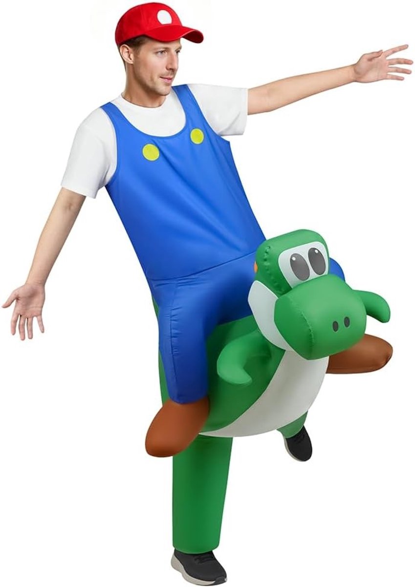 Grappig Opblaasbaar Dinosauruskostuum voor Volwassenen, Perfect voor Halloween, Cosplay en Feestjes met Hoed en Accessoires