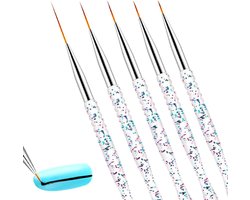 Professionele Gel Nagelkwasten Set voor Nail Art - Teken Lange en Korte Lijnen, Details en Accenten (7/9/11/15/18mm)