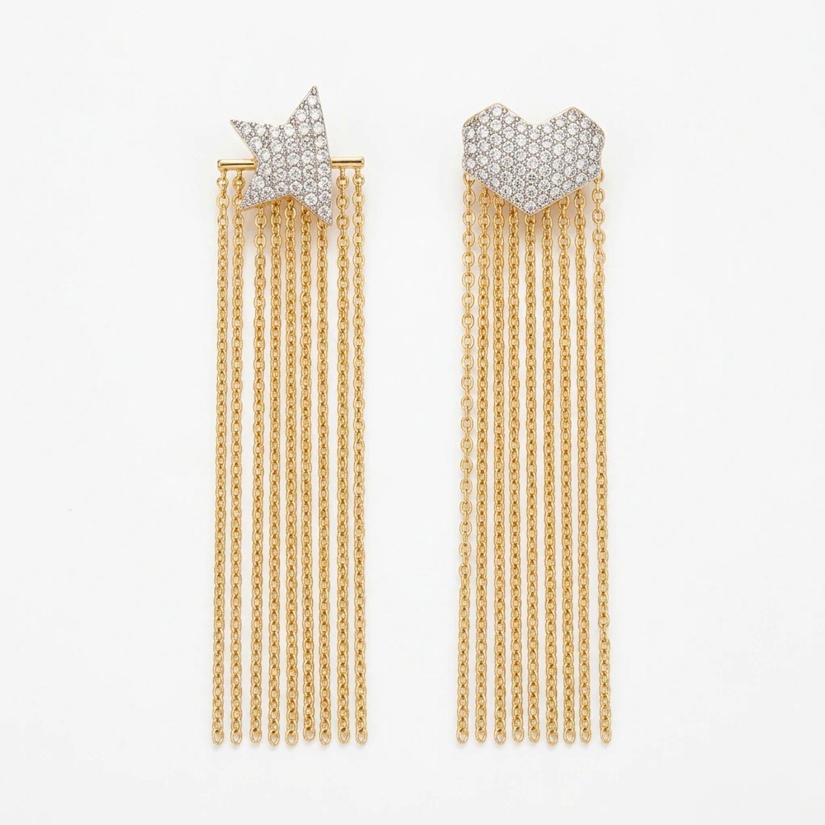 Dorvina Messing Dames Oorbellen VIP Goudkleurig Zirkonia Hart en Ster Ketting Hangende Vintage Dames Oorbellen