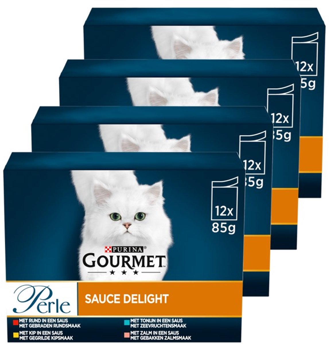 Bol.com Gourmet Perle Sauce Delight - Kattenvoer Natvoer - Rund Kip Tonijn & Zalm - 48 x 85 g aanbieding