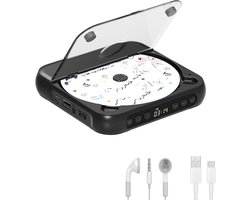 KZQ Draagbare cd-speler met Bluetooth 5.3 – zwart, 2000 mAh, ondersteunt CD/USB/SD/AUX, voor thuis en reis