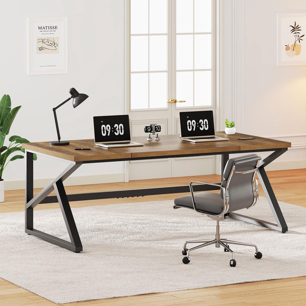 Bureau 180x80 cm Groot Computerbureau 2 Persoons Werkbureau Industrieel Thuiskantoor Rustieke Eik - Vermissen