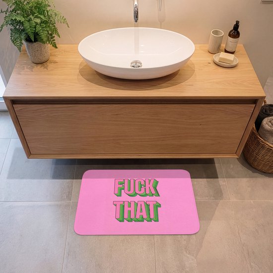Badmat 60x40 cm - Antislip - Tekst - Bold - Roze - Badmatten voor badkamer - Badkamermat - Douchemat - Badkamer mat