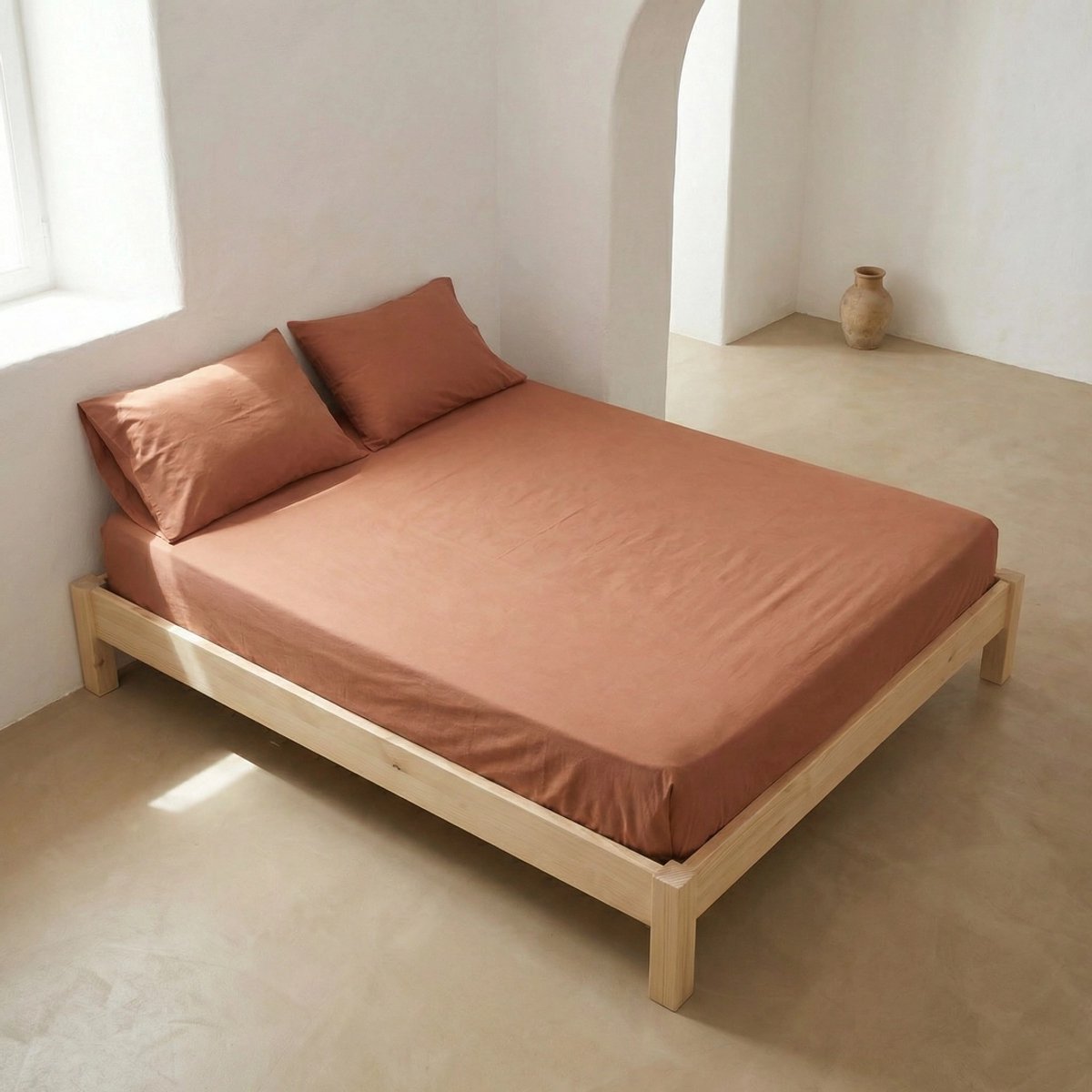 GAMUSI Hoeslaken 100% Katoen – Tegel – 180x200x30 cm – Elastisch Hoeslaken – Zacht & Ademend – 144 TC – Perfecte Pasvorm