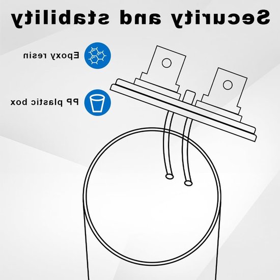 Motorstartcondensator 8μF 450V CBB60 voor elektrische motoren en zwembadpompen, ideaal voor 50/60 Hz toepassingen, betrouwbare capaciteiten en plug-in ontwerp van Merkloos — afbeelding 3
