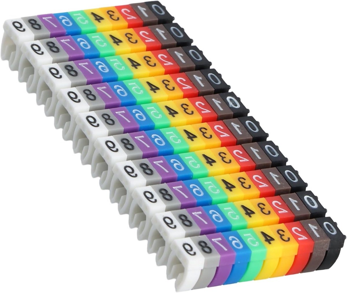 Kabelmarkering en kabelnummering met kleurrijke kabelmarkeerclips voor duidelijke identificatie (100 stuks 2,5 mm²)
