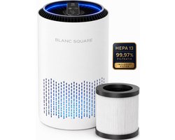 Blanc Square Luchtreiniger Pro Air Purifier - HEPA 13 filter + Koolstoffilter - 170m³/h 30m² - Zeer stille Slaapstand - Verwijdert Allergieen Hooikoorts Stof - Clean Air Slaapkamer