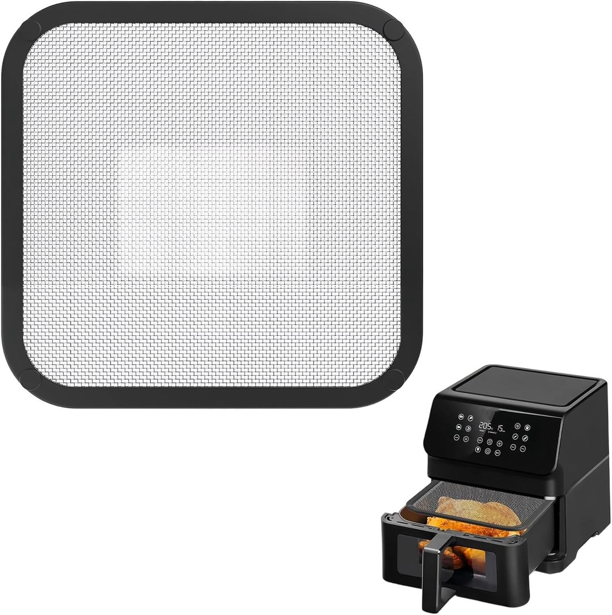 RVS Spatdeksel voor Airfryer, Magnetisch Spatdeksel voor Frituurpan, Bescherming tegen Spatten en Vlekken, Geschikt voor Diverse Airfryer Modellen