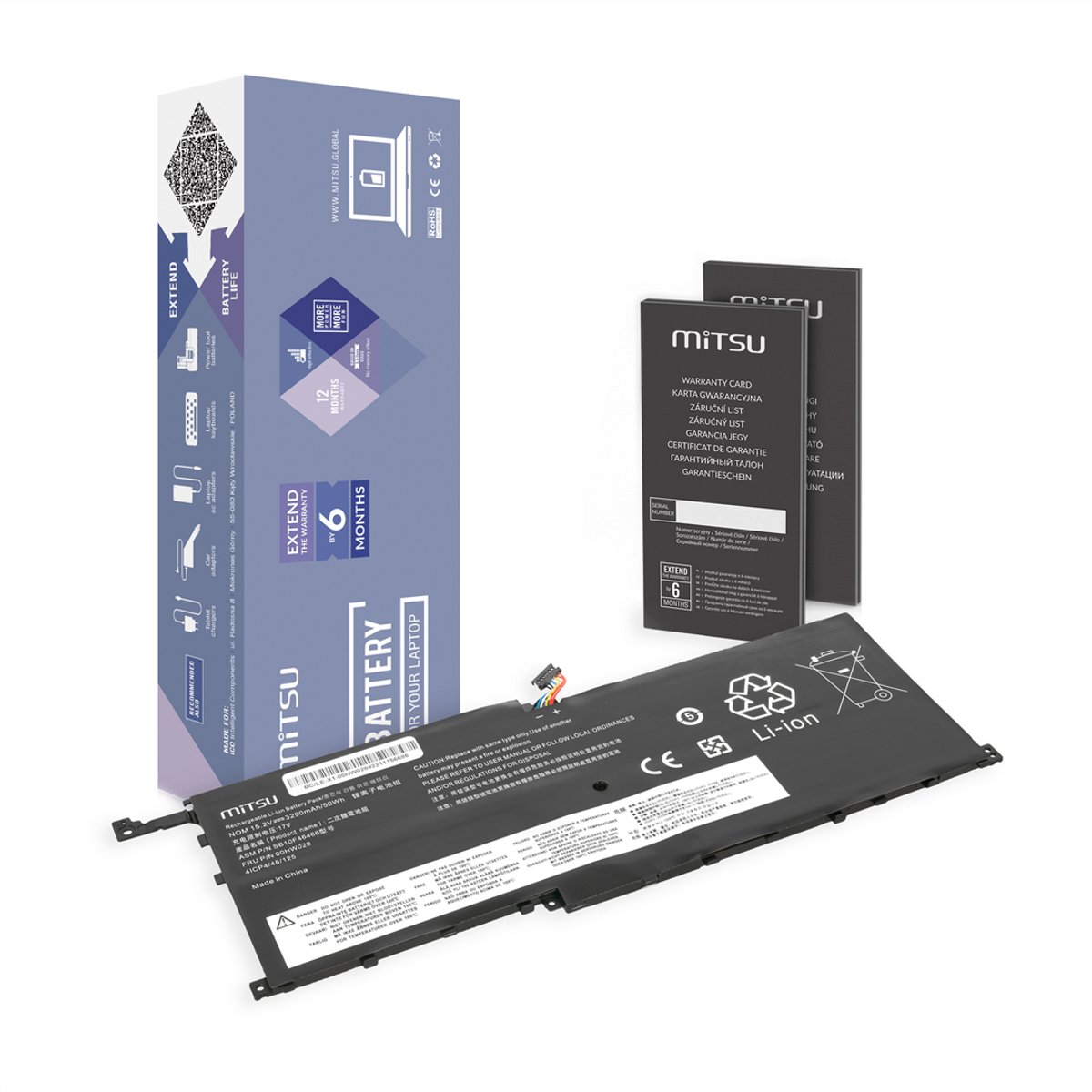Mitsu - Bateria voor Lenovo X1 Carbon - Hoge Klasse Ogniwa - Compatibiliteit - Slim Veiligheidssysteem