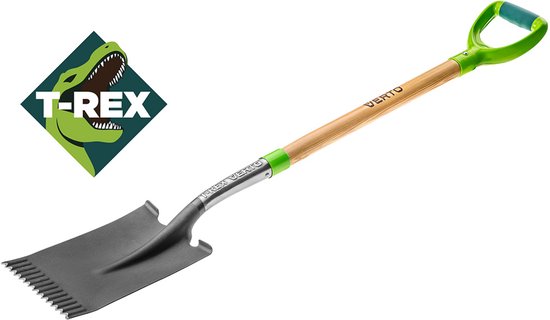 Schep / Spade T-REX verharde kartel. Houten steel. Recht blad. (Verto) — afbeelding 3
