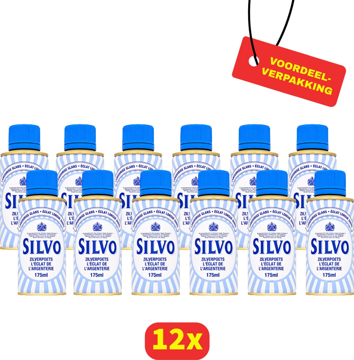 Silvo Zilverpoets - Langdurige Glans - 12 x 175 ml - Voordeelverpakking