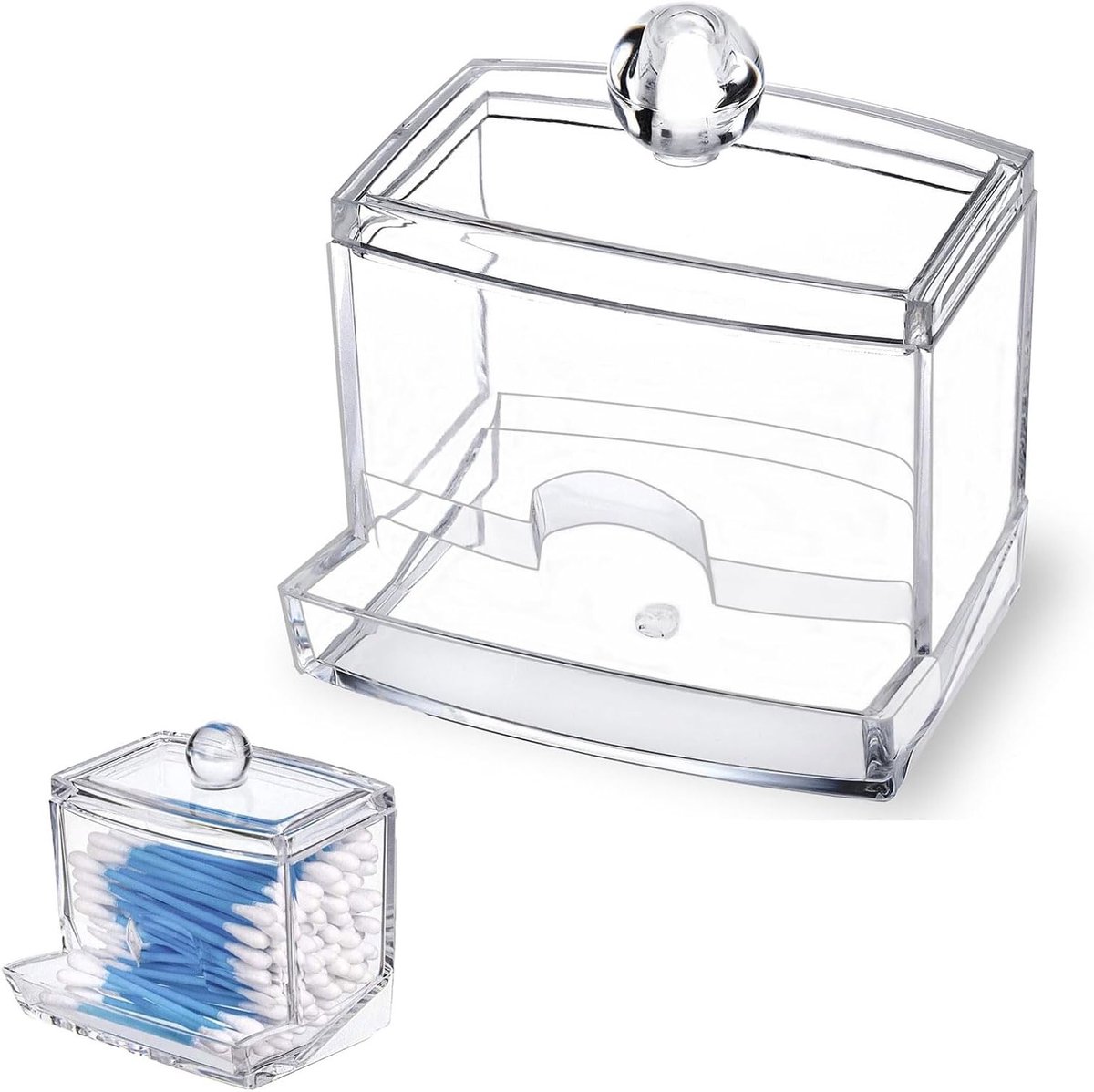 Katoenen Q-tips Houder met Deksel voor Badkamer, Make-up en Schoonheid Organisatie