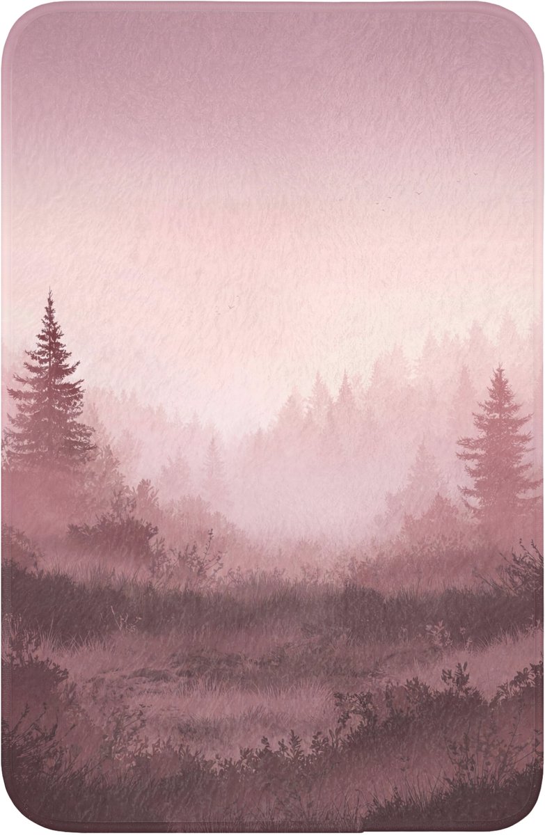 WC mat 40x60 cm - Antislip - Landschap - Mistig - Roze - Toiletmat - Vloermat - Douchemat