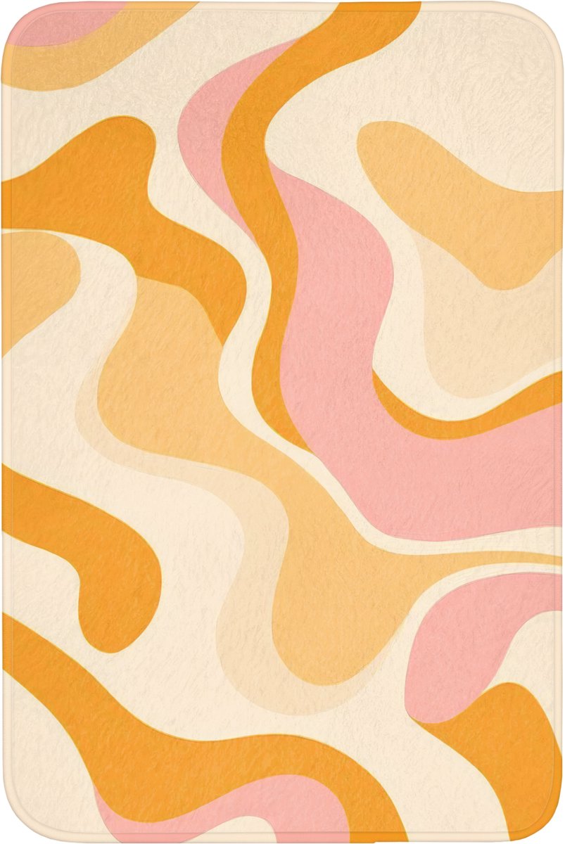 WC mat 60x90 cm - Antislip - Abstract - Golvend - Oranje - Toiletmat - Vloermat - Douchema
