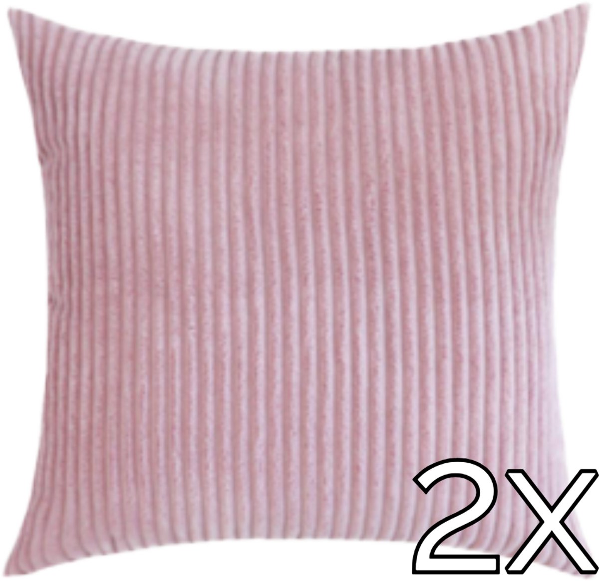 Kussenhoes Zachte Ribstof (2 stuks) - Smoke Pink - 45x45 cm - Gestreept Corduroy Kussenhoes - Ribfluweel Kussen - Sierkussen Zonder Vulling - Bankkussen / Zetelkussen / Decoratiekussen - Vele diverse kleuren