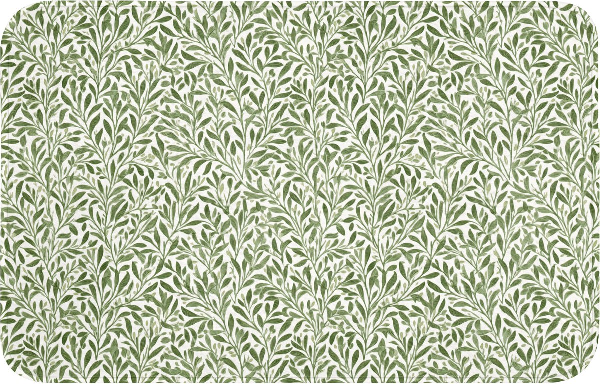 WC mat 80x50 cm - Antislip - Botanisch - Takken - Groen - Toiletmat - Vloermat - Douchemat
