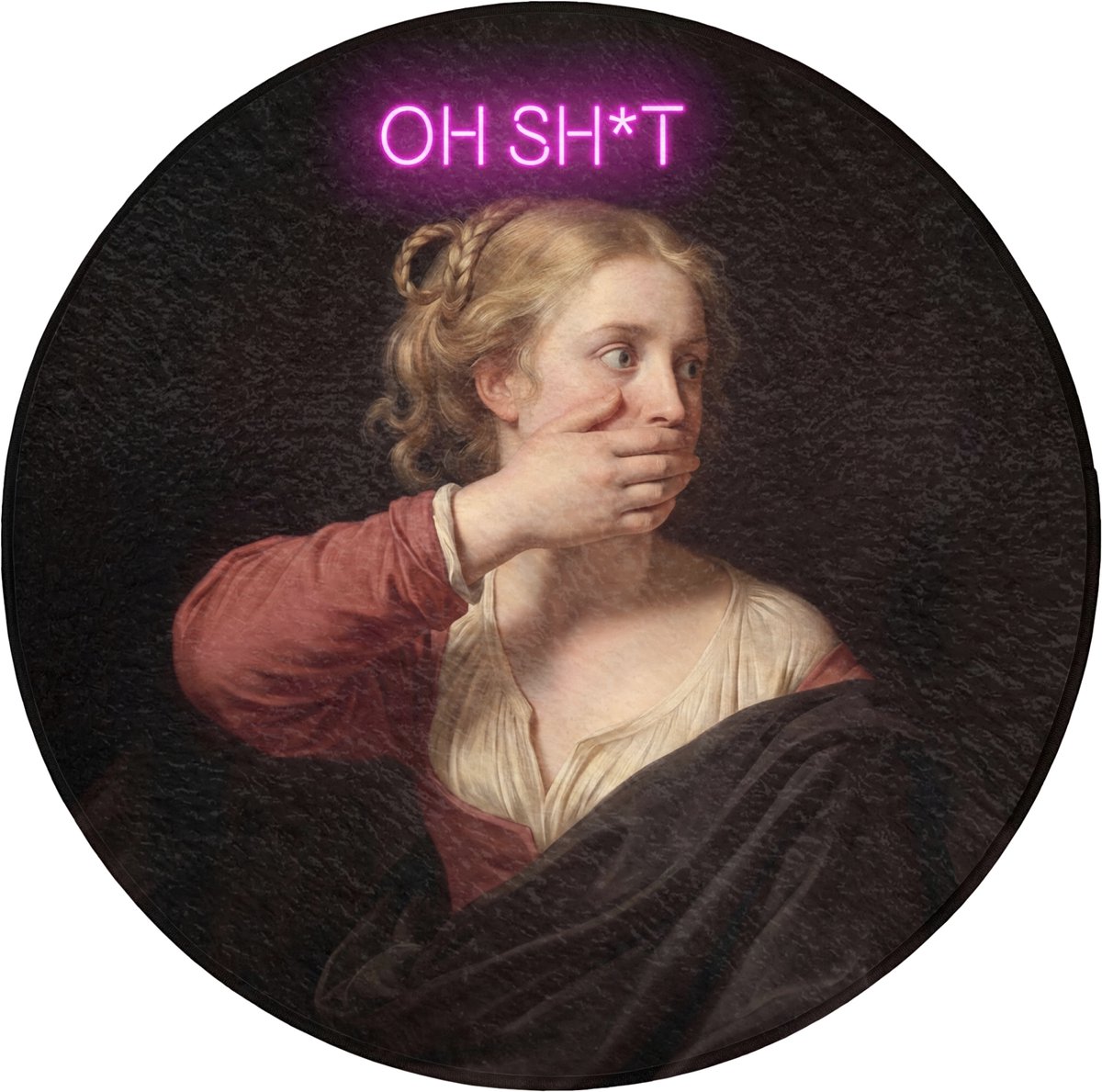 WC mat rond 70x70 cm - Antislip - Quote - Neon - vrouw - Toiletmat - Vloermat - Douchemat