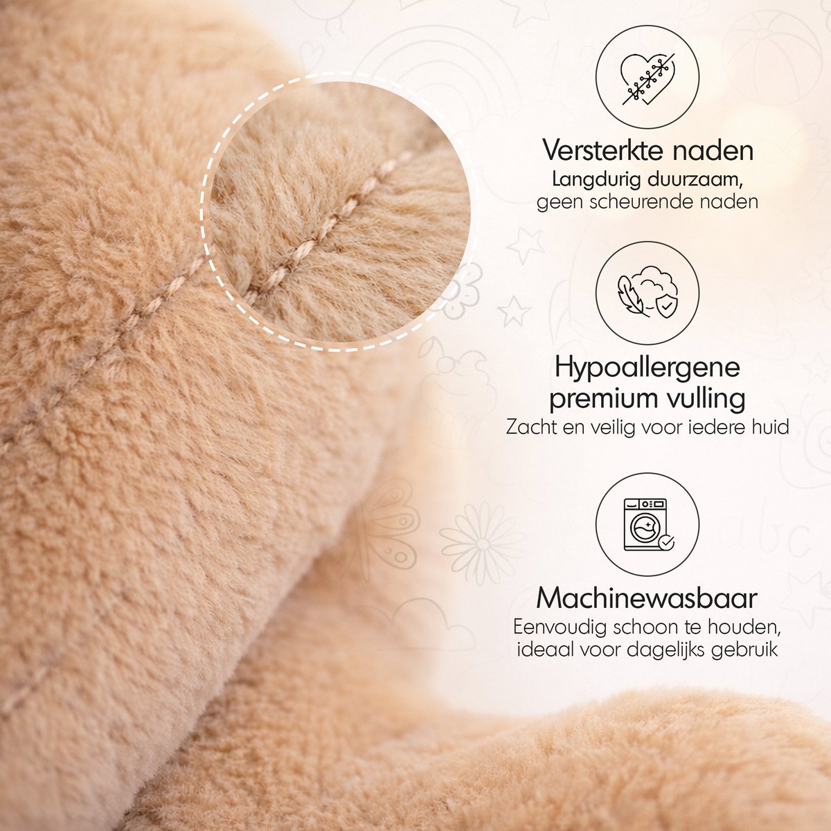 LunaGood® Verzwaringsknuffel hond - Volwassenen & kinderen - 50cm/2.4kg - Verzwaarde knuffel - Weighted stuffed animal - Plushie - Kalmerend - Anti-stress - ADHD - Autisme — afbeelding 3