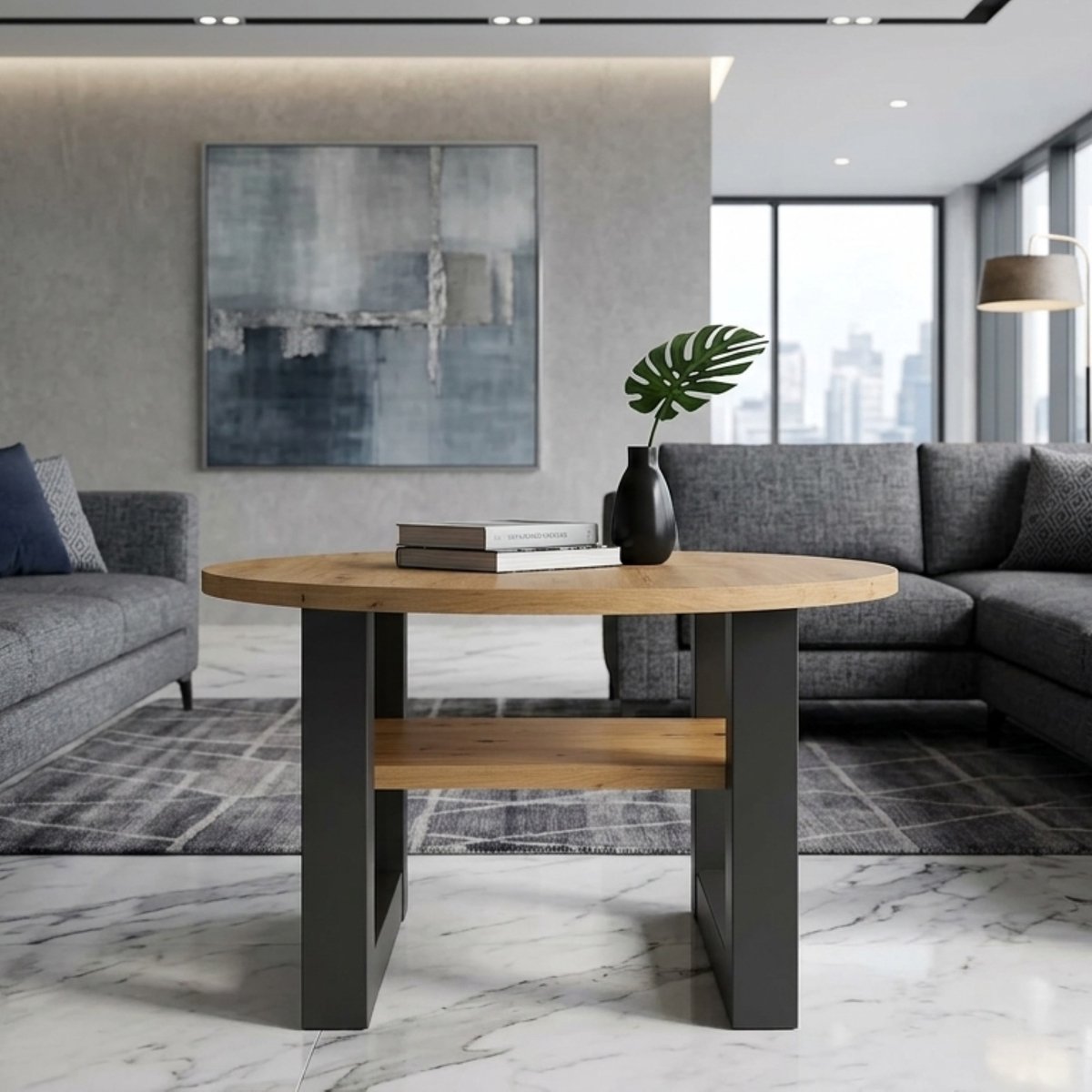 Luxe Salontafel – Eiken – 75x42 cm – Industrohome