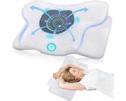 RUX® Hoofdkussen Nekklachten - Ergonomisch Hoofdkussen - Hoofdkussen - Neksteun - Traagschuim - Wit - 60cm x 34cm x 13cm