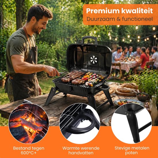 Zenzee® Barbecue - Houtskool - Houtskool BBQ - Tafel BBQ - Balkon BBQ - Camping BBQ - Draagbaar - Zwart
