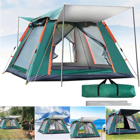 Dutchers® Pop-up Tent 3-4 Personen - 215x215x142 cm - Koepeltent - Winddicht - Kampeertent - Strandtent - Bivaktent - Festivaltent - Speeltent - Noodsituatie - Noodpakket - Snelle Opzet - Ideaal voor Camping, Strand & Reizen - Groen van Merkloos — afbeelding 5