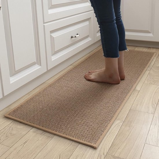 keukenmatten loper - keukenmatten - keukentapijten - Geschikt Voor kleden voor bij de gootsteen, in de gang, in de wasruimte - 45*150cm - linnen - beige